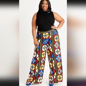 NWT ASHLEY'S STEWART Abstract High Waist Wide Leg Pants Size 18